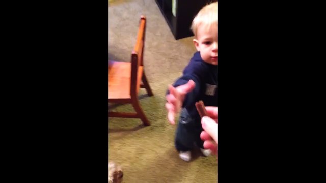 Cute Boy Sits When Mom Tells Dog To Sit