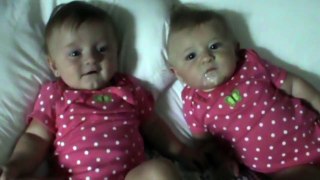 Funny Baby Makes Her Twin Sister Laugh