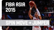 Ailun Guo spins and hits the jumper - 2015 FIBA Asia Championship