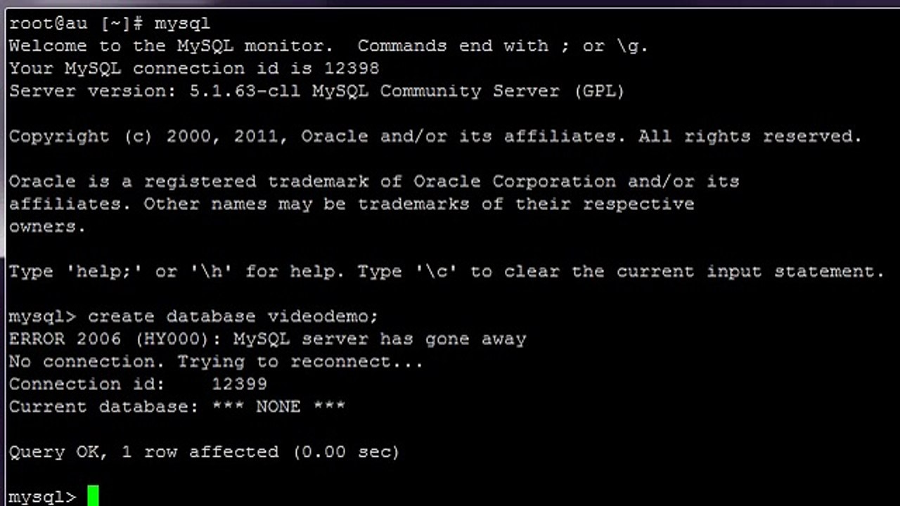 Joomla 2.5 Tutorial - Lesson 8 - Database ~ Command Line
