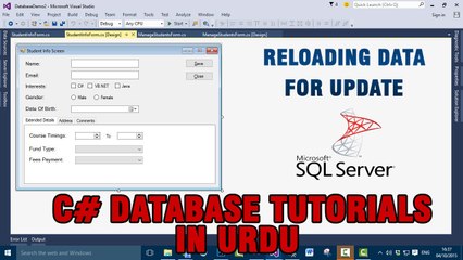 P(13) C# Database Tutorials In Urdu - Reloading Data for Update