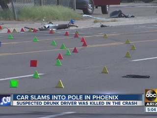 Car slams into pole in Phoenix