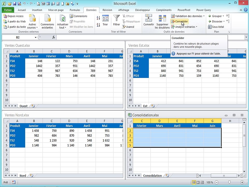 Excel - Comment réaliser une Consolidation de données