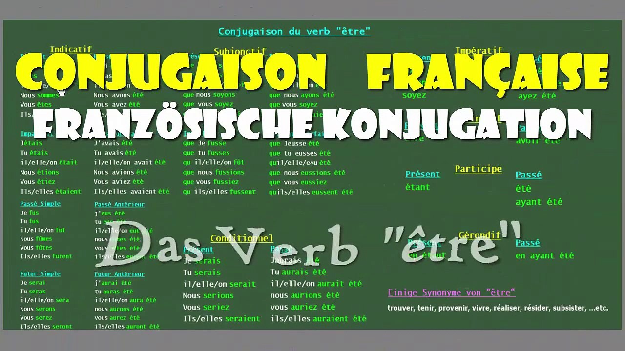 La Conjugaison Française - Die Französische Konjugation - das Verb 'être'