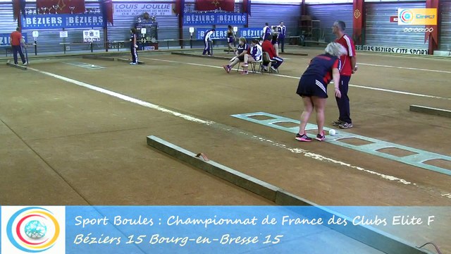 Troisième tour, tir rapide en double, Béziers contre Bourg-en-Bresse, Club Elite Féminin J1, Sport Boules, saison 2015 / 2016