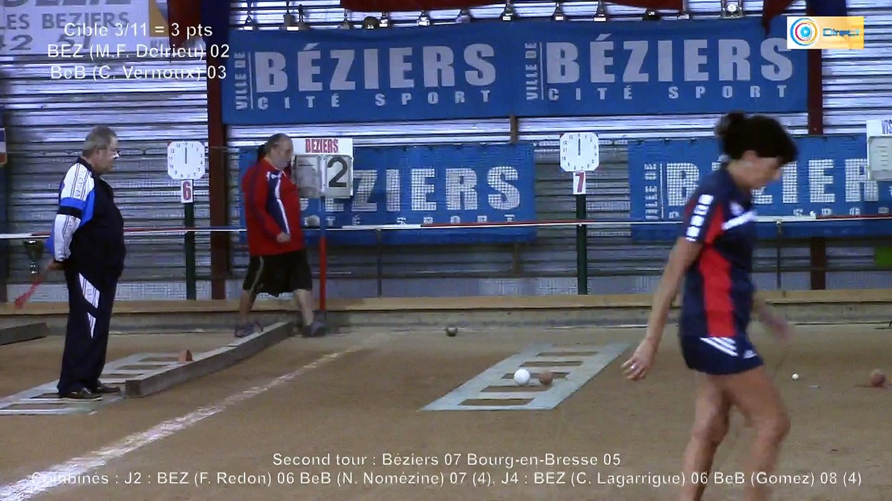 Premier tir de précision, Béziers contre Bourg-en-Bresse, Club Elite Féminin J1, Sport Boules, saison 2015 / 2016