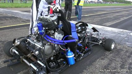 Course entre un Kart, une Audi S4 et une Porsche 9FF