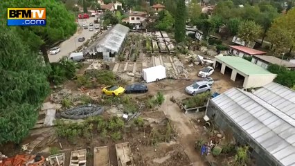 Un drone de BFMTV filme les ravages causés par les intempéries à Biot
