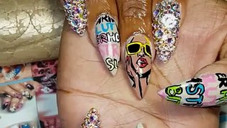 Sl*t walk Amber rose Acrylic nail art