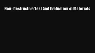 AudioBook Non- Destructive Test And Evaluation of Materials Download
