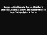 Energy and the Financial System: What Every Economist Financial Analyst and Investor Needs
