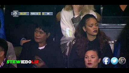 Who is it that Rihanna supports between Paris Saint Germain vs Marseille 04 October 2015 HD