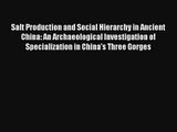 Download Salt Production and Social Hierarchy in Ancient China: An Archaeological Investigation