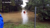 Boat on South Carolina floodwaters