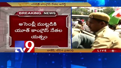 Youth cong oppose MLAs suspension, protest at Assembly