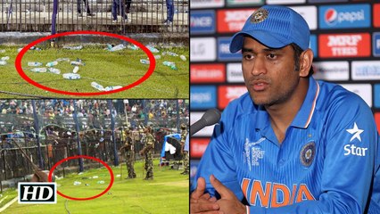 Dhoni Reacts After Fans Threw Bottles Inside Ground