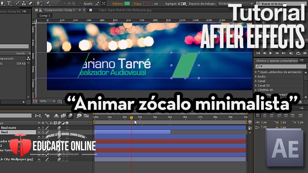 Animar zócalo minimalista en After Effects