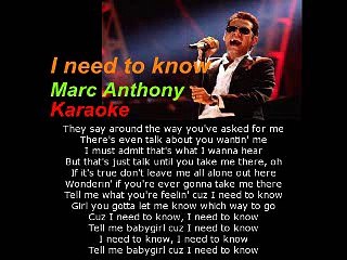 I need to know --- Marc Anthony --- KARAOKE