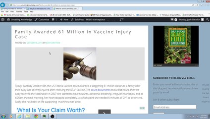 Breaking New: Vaccine Court Awards 61 Million in One Lawsuit