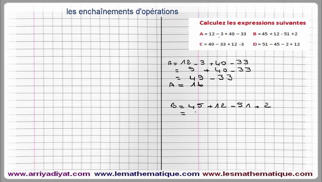 Maths 5ème - Les enchaînements d'opérations Exercice 2