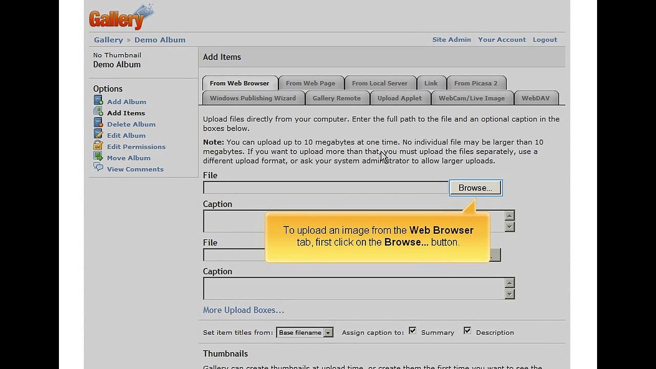 Adding Photos in Photo Gallery