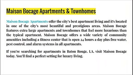 Maison Bocage Apartments in Baton Rouge