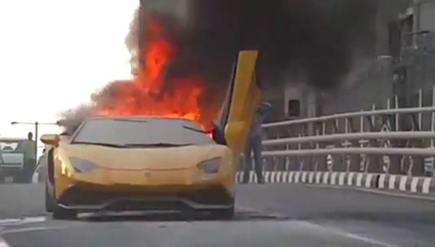 Lamborghini Car catches fire after over-revving.. How to ruin your car?!