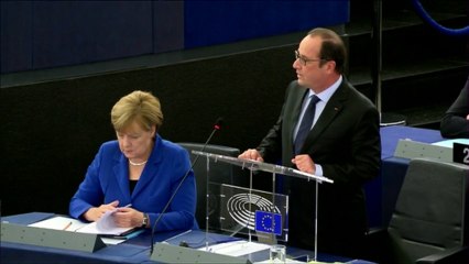 Angela Merkel et François Hollande devant le Parlement européen