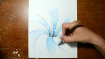 Drawing a Spiral Pattern Hole Anamorphic Illusion
