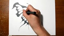Drawing a Butterfly Tribal Art Tattoo Design Style