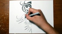 How I Draw a Cute Owl Tribal Tattoo Design Style