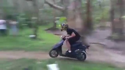 Dumb guy does a Massive Moped Creek Jump