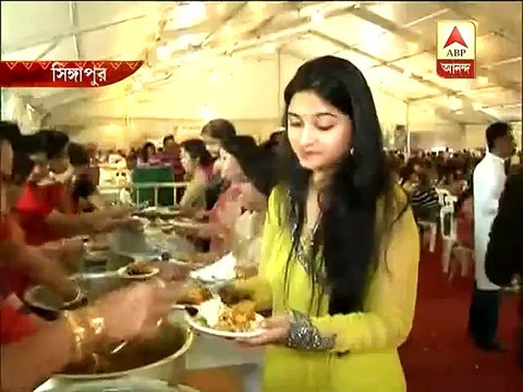 Several bengali food items at a durga puja by bengali expatriates of singapore