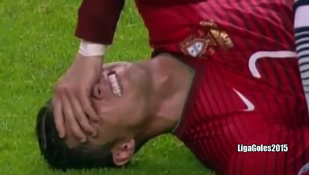 Cristiano Ronaldo Injury - Portugal vs Denmark 1-0 Qualifiers 2016