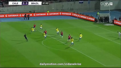 Alexis Sánchez Amazing Shot Hits the Crossbar | Chile v. Brazil 08.10.2015 HD