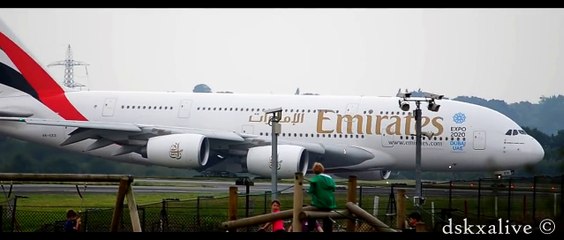 Emirates Airbus A380 (A6-EED) Crosswind Landing Manchester, 1080p HD