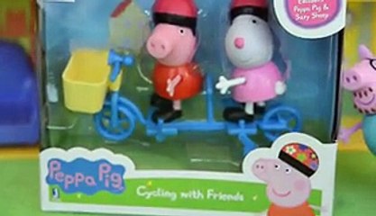 Pig George ganhando uma bicicleta do Papai Pig em Portugues Disneytoptoys!