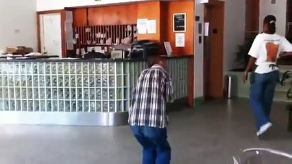 Angry Man With No Arms Destroys Hotel Lobby
