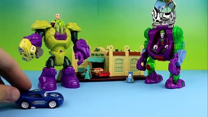 Disney Pixar Cars Lightning McQueen as Fantastic Four McQueen beats robots Joker & Luthor