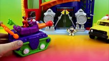 Imaginext Joker tries to take over world with harley quinn Batman Robin McQueen Mater save Disney
