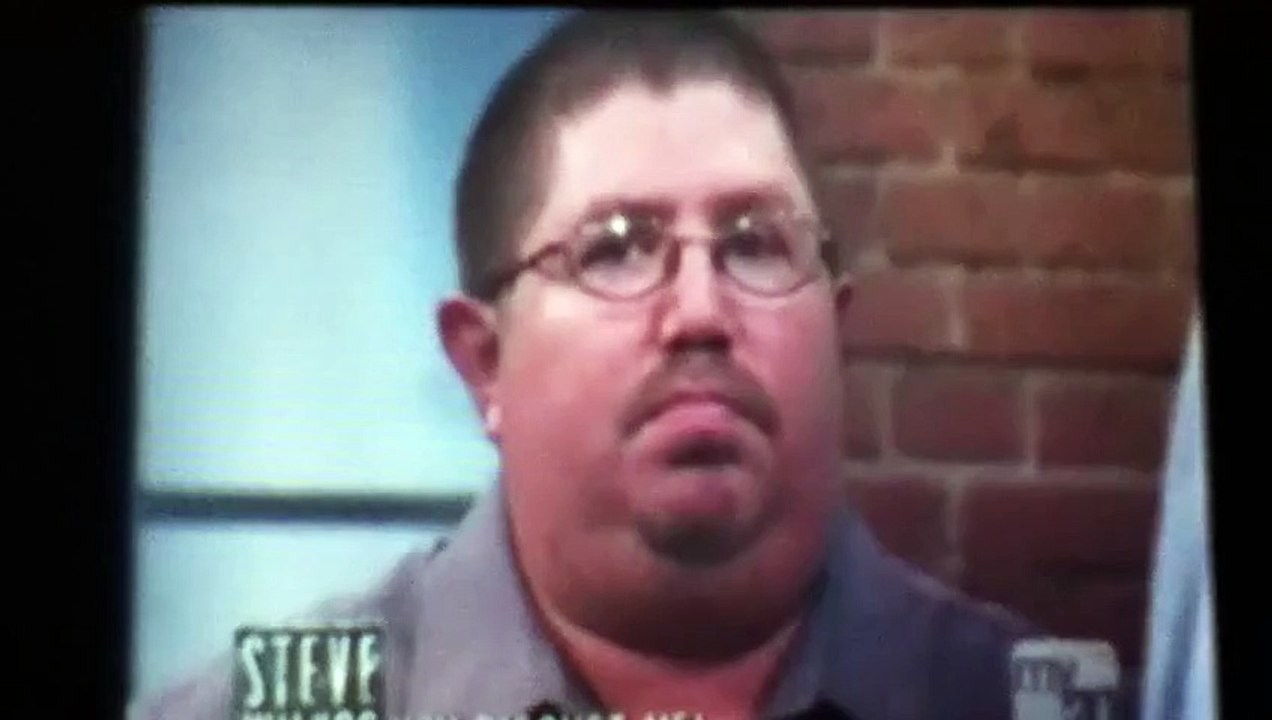 Steve wilkos breaks a chair in many pieces.