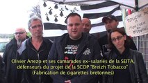 Des ex-salariés de la SEITA manifestent pour défendre le projet de la SCOP 