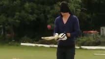 Kevin Pietersen playing blindfold Cricket.