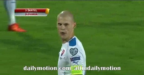 Martin Skrtel gets Yellow Card after Horror Foul - Slovakia vs Belarus - 09.10.2015