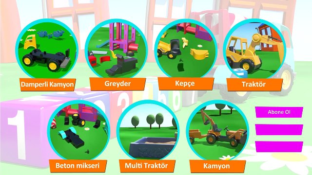 Çizgi film - İş makineler 3D çocuk parkında arabalar oyunları (tüm bölümler bir a