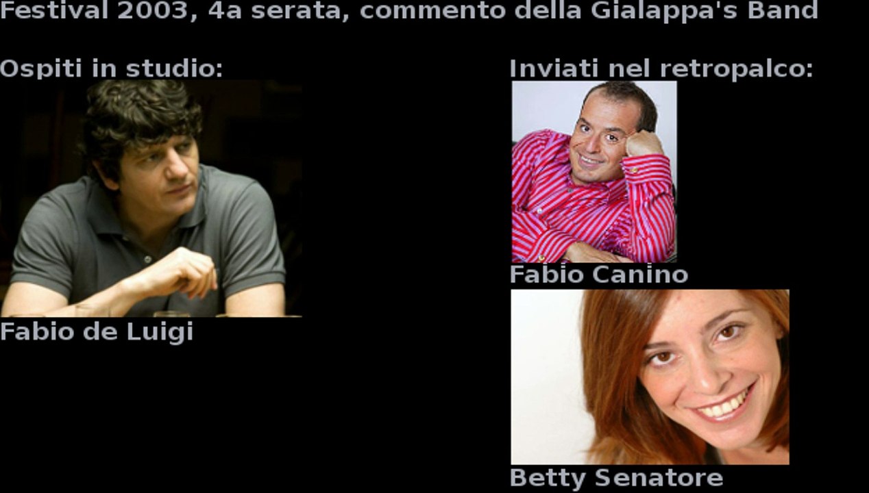 Scambio di battute #1 fra Giorgio Gherarducci e Fabio Canino (Gialappa's Band, Festival 2003)