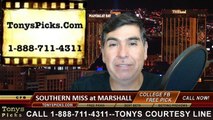 Marshall Thundering Herd vs. Southern Mississippi Golden Eagles Free Pick Prediction NCAA College Football Odds Preview