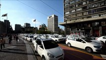 Sao Paulo taxi drivers protest against Uber