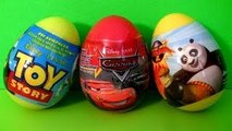 3 Surprise Eggs Disney Cars 2 Pixar Toy Story TOYS Kung Fu Panda Unboxing Sorpresa Huevos