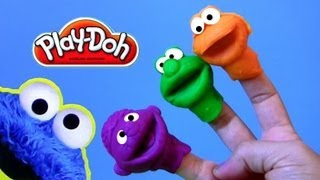 Cookie Monster Hand Puppets Play Doh - How to Make Playdough Sesame Street Elmo Ernie